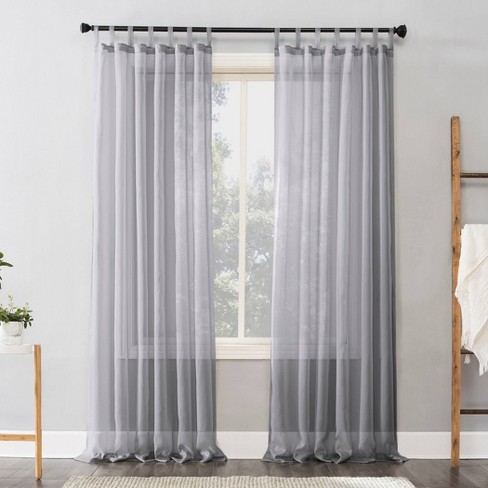 Emily Sheer Voile Tab Top Curtain Panel, Sheer Silver Curtains