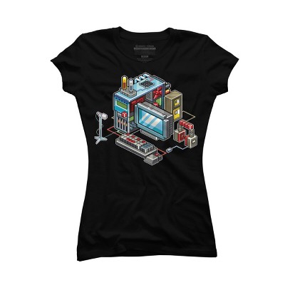 Junior's Design By Humans 8bit computer By raynoa T-Shirt