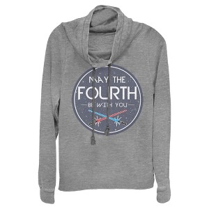 Juniors Womens Star Wars May the Fourth Lightsabers Cowl Neck Sweatshirt - 1 of 3