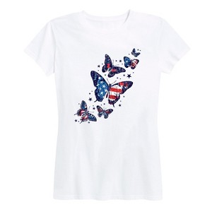 Women's - Instant Message - Patriotic Butterflies Short Sleeve Graphic T-Shirt - 1 of 4