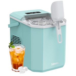 Silonn Ice Maker Countertop Machine with Handle, 26lbs in 24h, 9 Ice Cubes Ready in 6 Mins, Self-Cleaning Ice Makers with Basket and Scoop, Green - 1 of 4