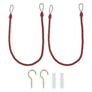 Unique Bargains Braided Decorative with Screw Hooks & Bolts Curtain Holdback Cord 2 Pcs - 1 of 4