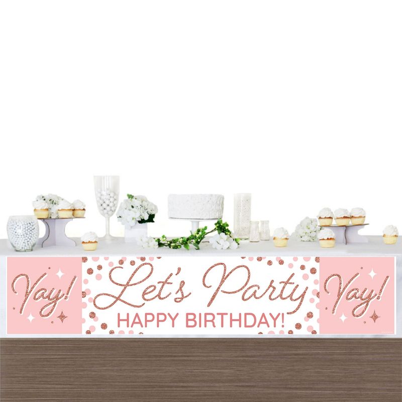 Big Dot of Happiness Pink Rose Gold Birthday - Happy Birthday Decorations Party Banner, 3 of 8