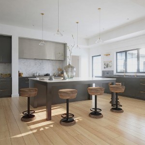 Royal Hampton Rustic Charm Swivel Counter Bar Stool 24 Inch Handcrafted, Brown Mango Wood Round Seat, Black Iron Base with Footrest - 1 of 1