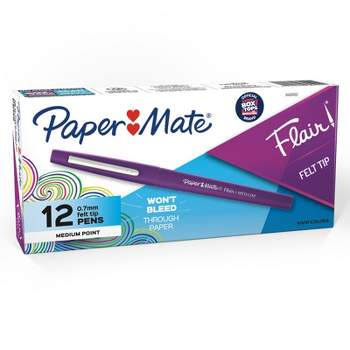 Paper Mate Flair Pens, Medium, Purple, Box of 12