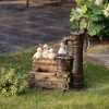 LuxenHome Farmhouse Crate and Baby Ducks Resin Outdoor Fountain with Lights Brown - 4 of 4