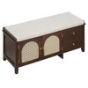 TUYOHW Shoe Storage Bench, Vintage Shoe Bench with Storage and Cushion, Shoe Bench with 2 Drawers and 2 Rattan Door for Entryway, Espresso - 2 of 4
