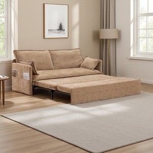 59.5" Chenille 2-in-1 Sofa Bed with Storage & USB/Type-C Ports - 1 of 4