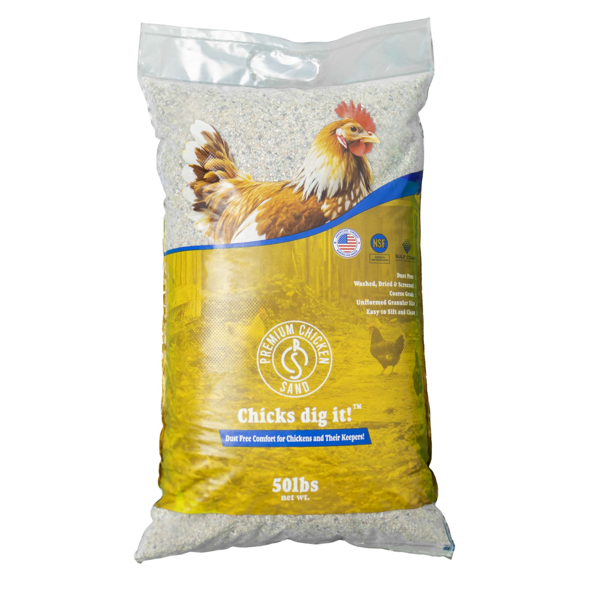 Premium Chicken Sand, Odor Eliminating Bedding for Chicken Coops, 50 Lb Bag