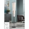 Possini Euro Design Flute Mid Century Modern 64" Tall Floor Lamp with Smart Socket Satin Black Nickel White Shade for Living Room House - 2 of 4