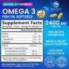 Triple Strength Omega 3 Fish Oil 2400 mg Softgels, Nature's Fish Oil Supplements - 60 Softgels;120 Softgels - 2 of 4