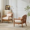 Set of 2 Mid-Century Modern Accent Chairs with Rattan Backrest & Solid Wood Frame,Upholstered Armchairs for Living Room-Baofuwish - 3 of 4