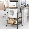 Printer Stand, Large Printer Table with Power Outlets and USB Ports, Mobile Printer Stand, 3 Tier Rolling Printer Cart with Adjustable Storage Shelf - 2 of 4