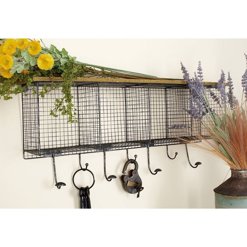 14&#34;x32&#34; Metal 4 Cubbies and 1 Shelf Wall Hook with 7 Hanger Black - Olivia &#38; May, 2 of 17