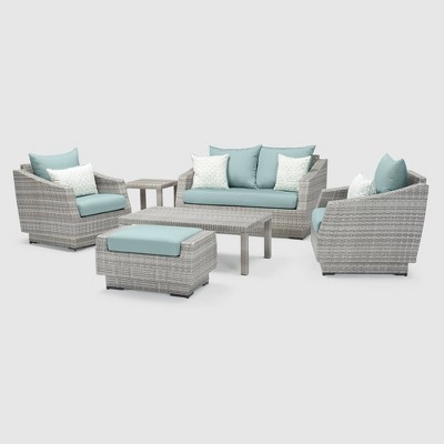 Cannes 6pc Love & Club Seating Set Spa Blue - RST Brands