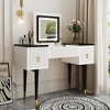 43.3" Modern Vanity Table Set with Flip-top Mirror and LED Light, Dressing Table with Customizable Storage - 2 of 4