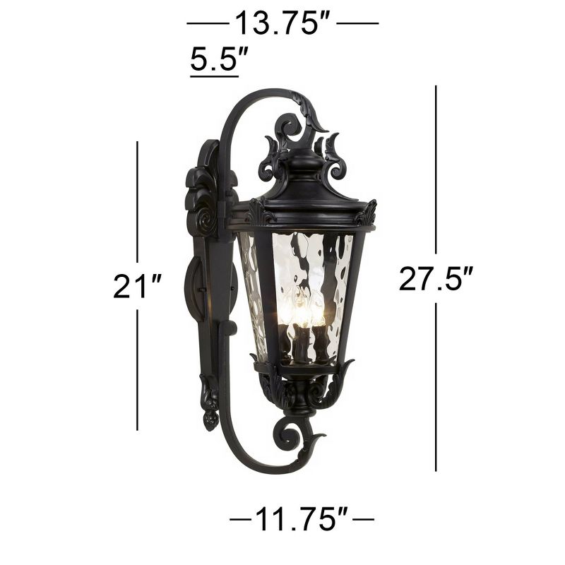 John Timberland Casa Marseille Vintage Rustic Outdoor Wall Light Fixture Black Scroll Arm 27 1/2" Clear Hammered Glass for Post Exterior Barn Deck, 4 of 7