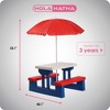 HolaHatha 2-in-1 Kids Picnic Table with Folding Bench & Adjustable Umbrella, Indoor or Outdoor Activity Set for Backyard or Patio, Multicolor - 3 of 4