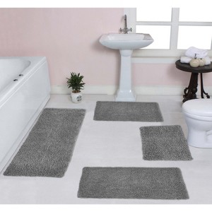 Fantasia Bath Rug Bathroom Rugs Set, Washable Rug, Extra Soft and Absorbent bath Rug, Bath Mat Set, Non-Slip, 4 Pcs Set with Runner, Gray - 1 of 4