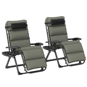 Resenkos Lounge Chair Outdoor, Patio Lounge Chair,2 Pieces Reclining Folding Outdoor Lounge Chairs with Cushion, Headrest, Side Tray, Black - 1 of 4