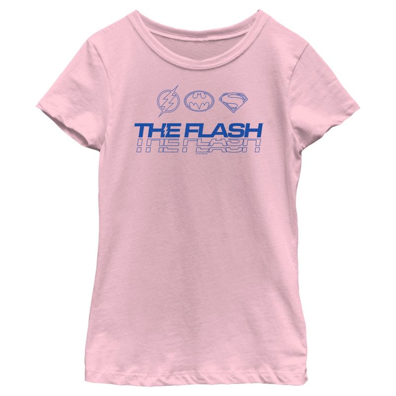 Girl's The Flash Heroes Classic Blue Emblems T-Shirt, 1 of 5