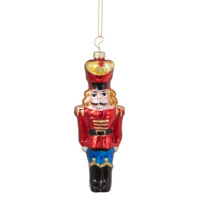 Northlight 5.5" Shiny Red Nutcracker Soldier Hanging Glass Christmas Ornament