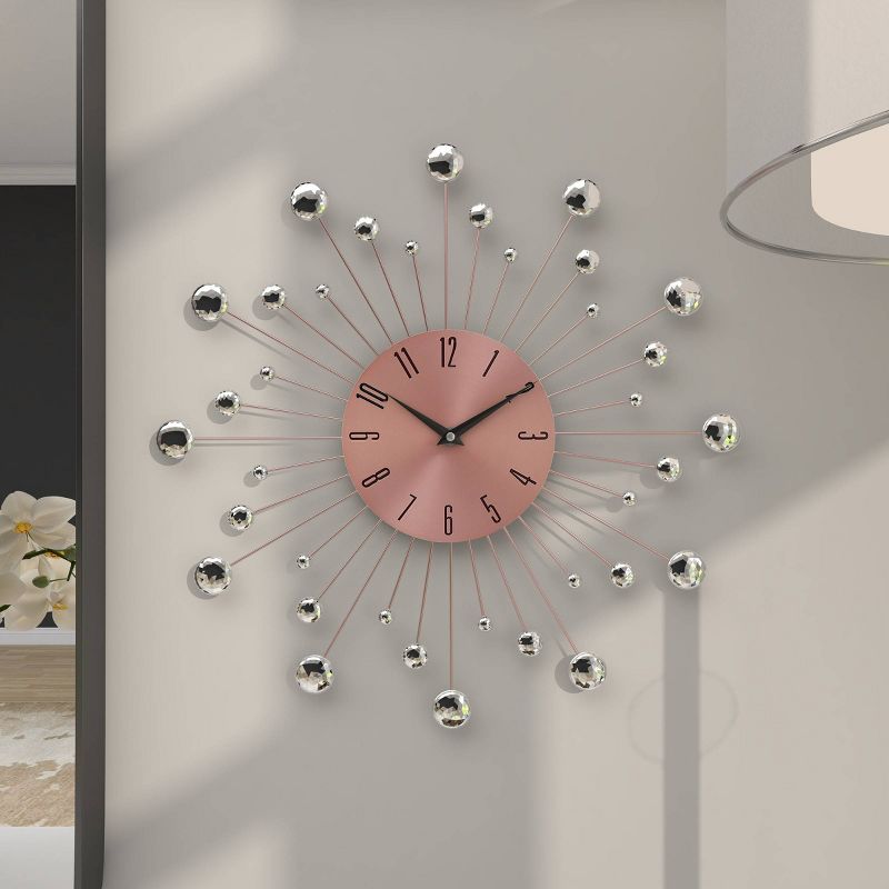 15"x15" Metal Starburst Wall Clock with Crystal Accents - Olivia & May, 5 of 16