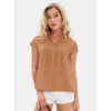 EXLURA Women's 2025 Summer Cap Sleeve Tops Loose Button Down Dress Shirt Casual V Neck Pleated Textured Work Blouse - 4 of 4