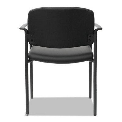 Black Faux Leather Stacking Reception Chairs with Metal Frame, Set of 2