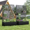 Wooakway 72"H Two-tone Patio Planter Box with Trellis Metal Raised Garden Bed Black Decorative Privacy Screen with Wheels - 3 of 4