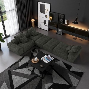 170" Sparkling Chenille Tufted Modular Sectional Sofa with 6 Pillows - 1 of 4