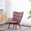 OUTSUPPLY Accent Chair and Ottoman Set, Solid Rubber Wood Frame, 300 lb Capacity, Modern Wingback Design - 3 of 4