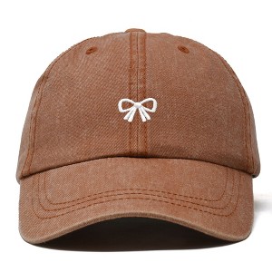 Dalix Bow Embroidered Coquette Cotton Summer Cute Outdoor Baseball Cap Dad Hat Womens - 1 of 4