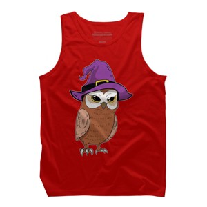 Men's Design By Humans Owl Witch Halloween T Shirt By thebeardstudio Tank Top - 1 of 3