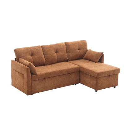 NicBex L-Shaped Chenille Reversible Sleeper Sectional Sofa with Storage Chaise for Living Room,Apartment,Office