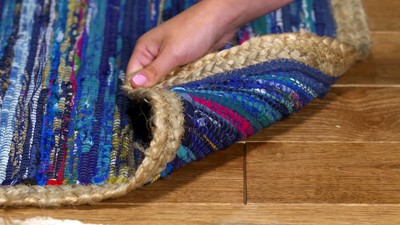 Coastal Breeze Montauk 5'x8' Blue Cotton Handwoven Area Rug