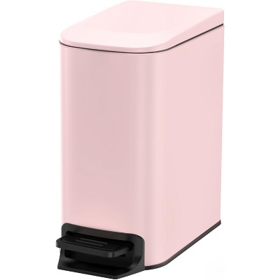 Small Bathroom Trash Can with Lid Soft Close, Step Pedal, 6 Liter / 1.6 Gallon Stainless Steel Garbage Can with Removable Inner Bucket