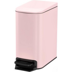 Small Bathroom Trash Can with Lid Soft Close, Step Pedal, 6 Liter / 1.6 Gallon Stainless Steel Garbage Can with Removable Inner Bucket - 1 of 4