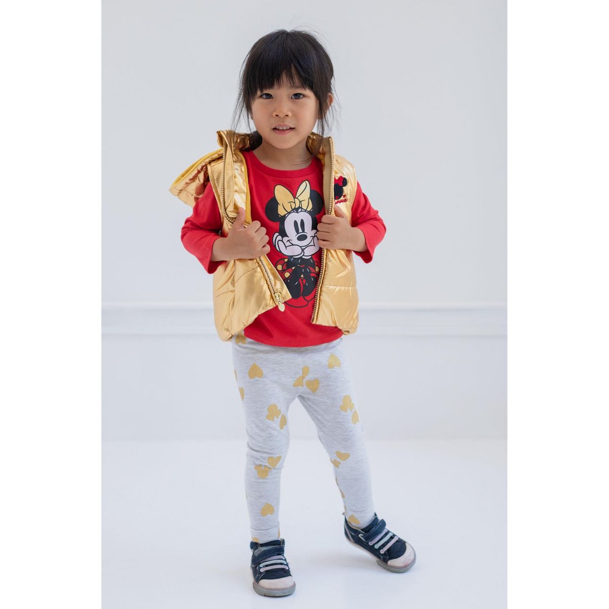 Disney Minnie Mouse Girls' Vest Tee and Leggings Set Little Kid to Big Kid - thumbnail 3