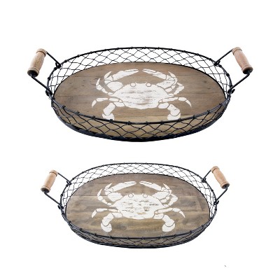 Beachcombers Set of 2 Nesting Trays with Crabs