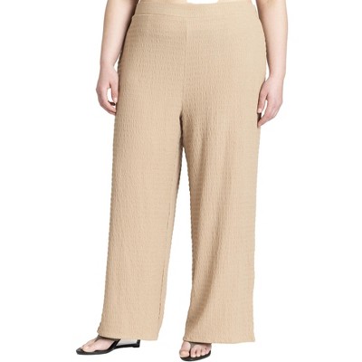 ELOQUII Women's Plus Size Pintuck Detail Linen Trouser
