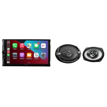 Jensen CAR723W 7" Touch Screen Digital Multimedia Receiver Wireless or Wired Apple CarPlay and Android Auto Compatible with 1 Pair JVC CS-DR693 6x9...