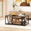 Tangkula 40" Coffee Table & 2-Tier Modern Farmhouse Center Table w/Storage Shelf - 3 of 4