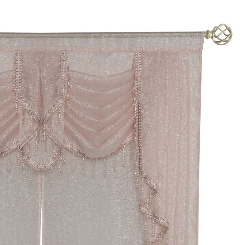 Kate Aurora Ultra Glam Beaded Sparkly Sheer Window in a Bag Curtain Set, 4 of 6