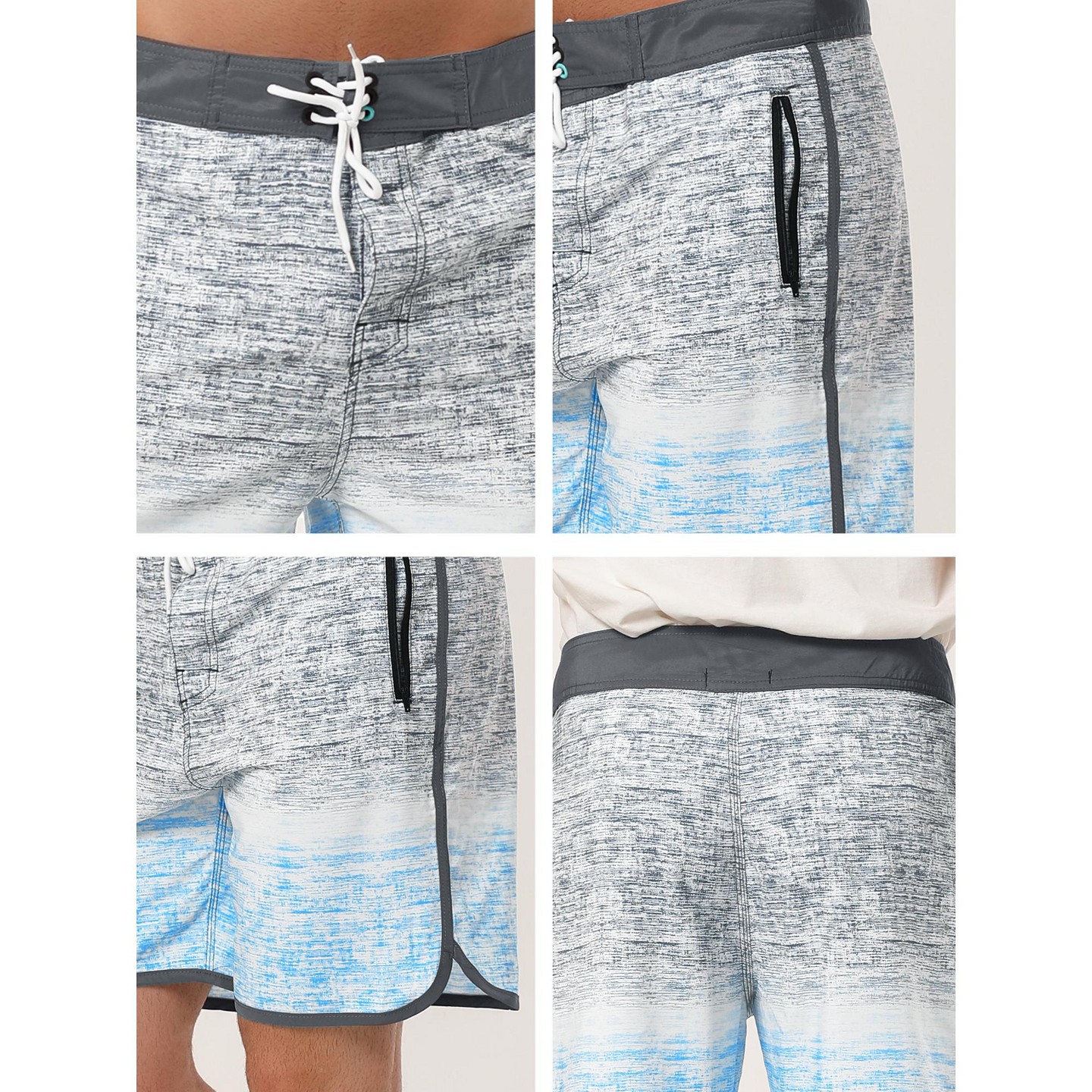 Мужские шорты INSPIRE CHIC Summer Drawstring Color Block Printed Swim Beach Shorts Red Navy 36, цвет: Серый — фото 5