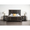 Vynxaria Modern Espresso Nightstand with Gold Accent Trim ¨C Stylish Bedroom Furniture with Felt-lined Drawer and Contemporary Design - 3 of 4