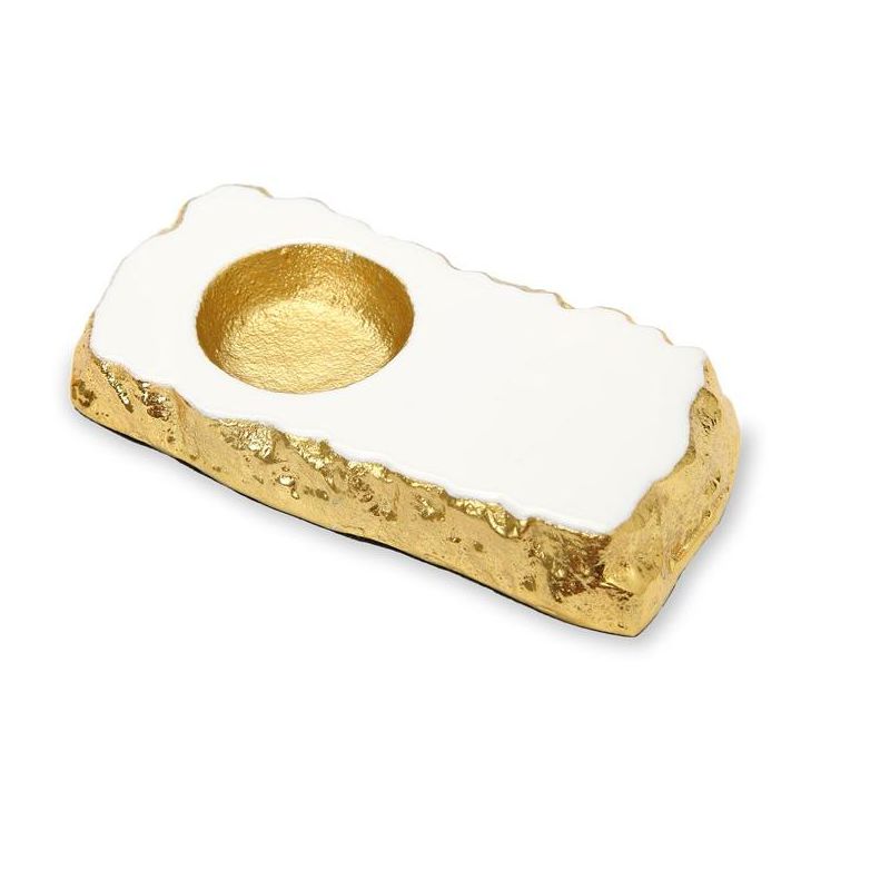 Classic Touch White Marble Tea Light Holder Gold Edged - 5.25"L x 2.75"W, 3 of 4