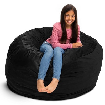 Ultimate Sack 4ft Bean Bag Chair, Oversized Comfortable Indoor Floor Lounger, Giant Foam-Filled Furniture for Relaxing, Black Suede