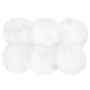 Unique Bargains Fluffy Soft Elastic Faux Fur Pom Poms for Hats Scarves Gloves 6 Pcs - 1 of 4