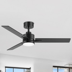 Airsurfer 48" LED Propeller Ceiling Fan in Matte Black with Color-Changing Light and Remote 3-Blade Design - 1 of 4